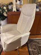 Witte Lederen Fauteuil - Gebruikt, Huis en Inrichting, Fauteuils, Ophalen, Gebruikt, Leer, 75 tot 100 cm