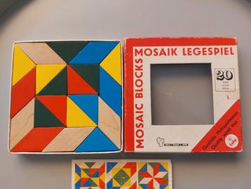 Vintage HOUTEN MOZAÏEK LEGSPEL/ TANGRAM  van TOFA compleet! beschikbaar voor biedingen