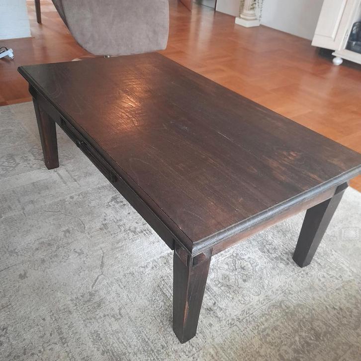 Mooie teakhouten salontafel, Huis en Inrichting, Tafels | Salontafels, Zo goed als nieuw, Minder dan 50 cm, 50 tot 100 cm, 100 tot 150 cm