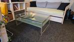 Salontafel met dubbele glasplaat, Huis en Inrichting, Tafels | Salontafels, Ophalen, Gebruikt, 50 tot 100 cm, 50 tot 100 cm
