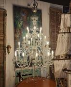Grote kristallen kroonluchter met heel veel pegels 170 x 130, Ophalen, Gebruikt