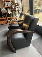 2 mooie design fauteuils / stoelen, Leer, Zo goed als nieuw, Ophalen