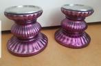 2 mooie paarse kandelaars, Ophalen of Verzenden, Overige materialen, Minder dan 25 cm