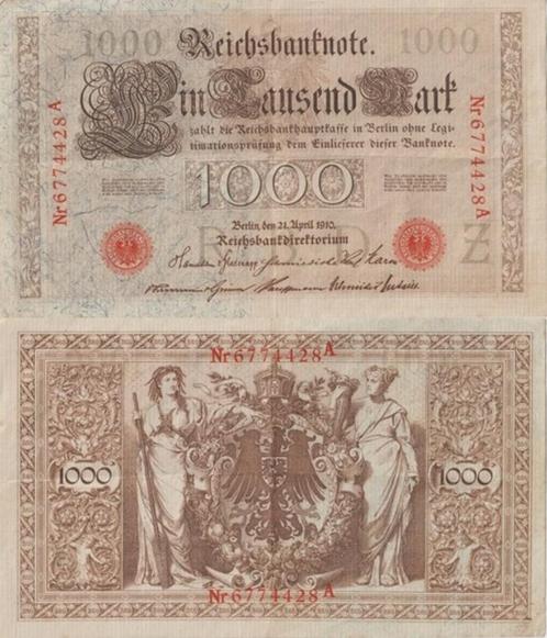 DUITSLAND-RIJK 1910 1000 mark #44b VG, Postzegels en Munten, Bankbiljetten | Europa | Niet-Eurobiljetten, Los biljet, Duitsland