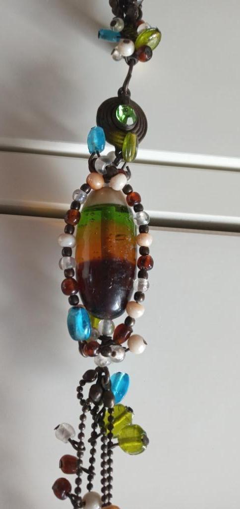 Hip vintage lange ketting multicolour - gratis verzending, Sieraden, Tassen en Uiterlijk, Kettingen, Zo goed als nieuw, Overige materialen