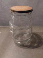 Vintage Glazen Pot met Houten Deksel, Antiek en Kunst, Ophalen of Verzenden