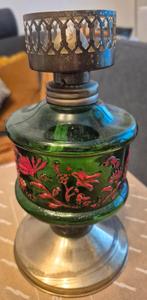 Vintage / antieke groene olielamp, Ophalen of Verzenden