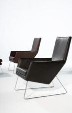 Zwarte leren design stoel Gerard van den Berg, Huis en Inrichting, Fauteuils, Ophalen of Verzenden, Zo goed als nieuw, 50 tot 75 cm