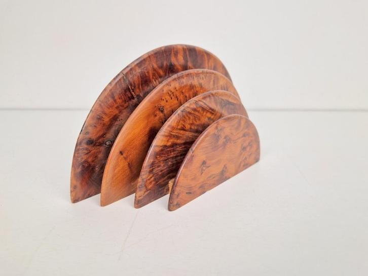 Art Deco brievenhouder wolkenkrabber wortelnoten hout '30, Antiek en Kunst, Kunst | Designobjecten, Ophalen of Verzenden