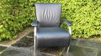 Molinari Accademia zwart leren fauteuil., Huis en Inrichting, Fauteuils, Gebruikt, Verzenden, Design fauteuil, 50 tot 75 cm
