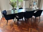 Set eetkamerstoelen zwart fluweel Goossens, Ophalen, Hout, Gebruikt, Zwart