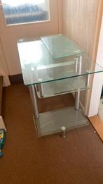 GRATIS:glazen bureau met uitschuifplatform voor toetsenbord., Ophalen, Zo goed als nieuw, 70 tot 120 cm