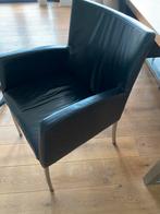 6 Zwart leren eetkamer stoelen, Huis en Inrichting, Stoelen, Ophalen, Gebruikt, Zwart, Leer