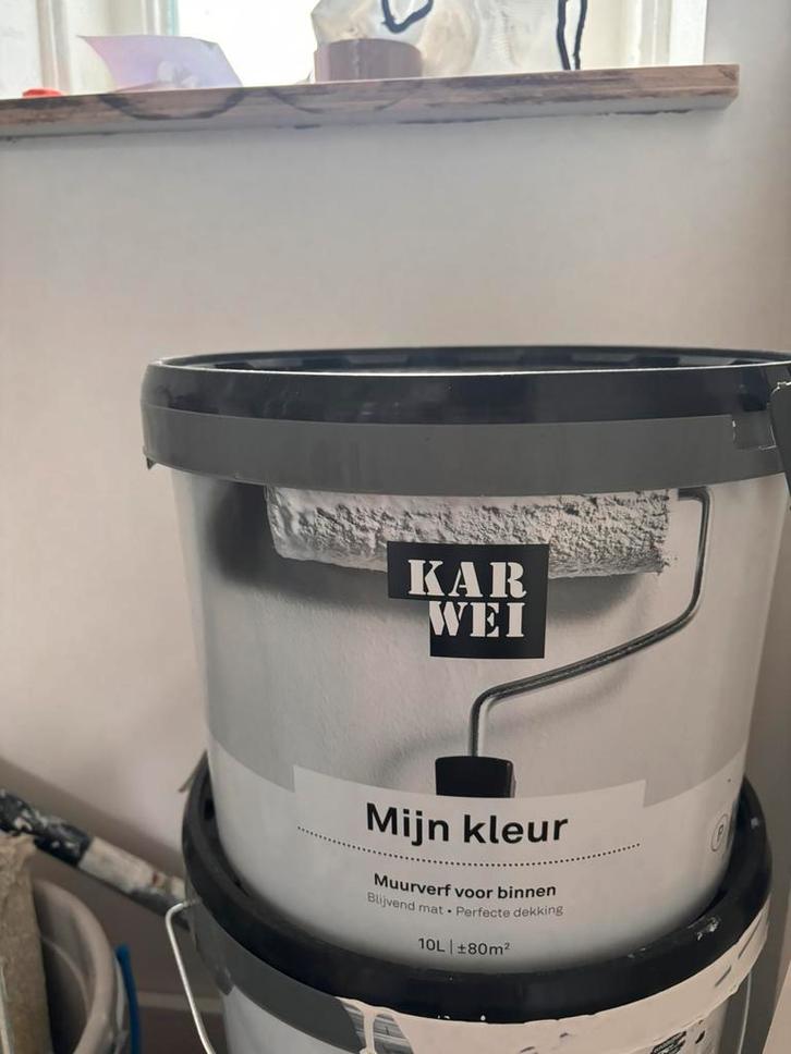 White wood Lab Paint, gemengd in Karwei huismerk 20L, Doe-het-zelf en Verbouw, Verf, Beits en Lak, Nieuw, Verf, 15 tot 20 liter