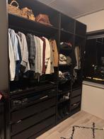 Ikea Pax kast 2 meter breed met inrichting - donkerbruin/zwa, Overige materialen, Gebruikt, 200 cm of meer, 150 tot 200 cm