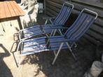 2 verstelbare stoelen met los voetenbank, Caravans en Kamperen, Kampeermeubelen, Ophalen, Gebruikt, Campingstoel