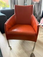 4 leren eetkamerstoelen op wieltjes. Merk: Bert Plantagie, Huis en Inrichting, Stoelen, Ophalen, Vijf, Zes of meer stoelen