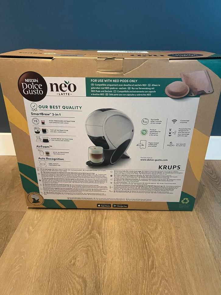 Dolce Gusto Neo Latte Wit + 23 pakken koffie!, Witgoed en Apparatuur, Koffiezetapparaten, Nieuw, Koffiepads en cups, Koffiemachine