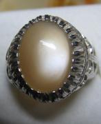 Maansteen excellent design ring zilver 950 groot maansteen, Ophalen, 19 tot 20, Zo goed als nieuw, Dame of Heer