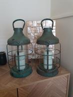 Twee groene bronzen kandelaars, Groen, Nieuw, Ophalen of Verzenden, Metaal