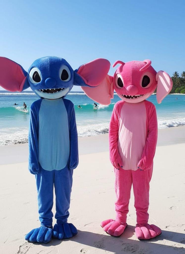 Mascottes Stitch & Angel, Hobby en Vrije tijd, Feestartikelen | Verhuur, Ophalen of Verzenden, Zo goed als nieuw, Verjaardag