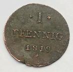 1 Pfennig 1819 Hessen Darmstadt Oude Antieke Munt Duitsland, Ophalen of Verzenden, Duitsland