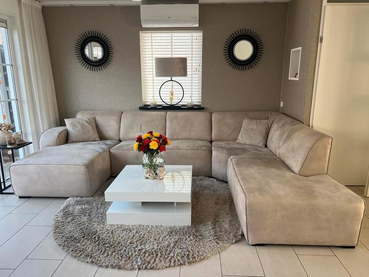 Hele mooie beige u-bank/Chaise Longue/Impregneerd & Rookvrij, Huis en Inrichting, Banken | Bankstellen, Zo goed als nieuw, Hoekbank