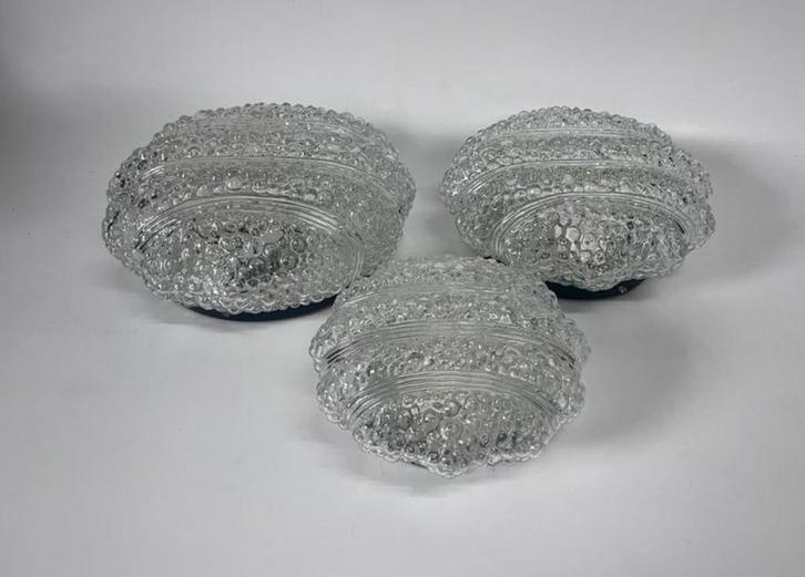 Vintage helder bubble plafonnières Helena Tynell Glashutte, Huis en Inrichting, Lampen | Plafondlampen, Zo goed als nieuw, Glas