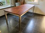 Eetkamertafel , massief eiken en rvs, Ophalen, Strak, Gebruikt, Eikenhout