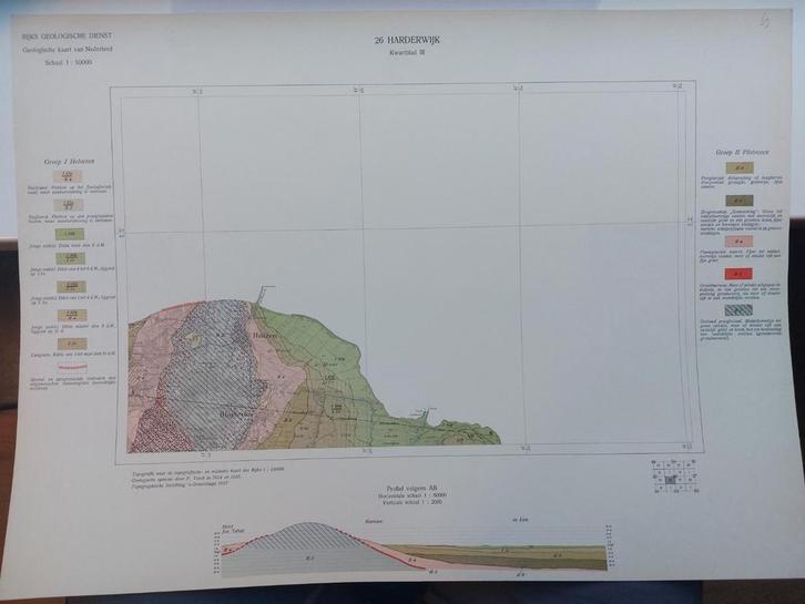 69 / Geologische kaart uit 1927 van Harderwijk kwartblad II, Boeken, Atlassen en Landkaarten, Zo goed als nieuw, Landkaart, Nederland