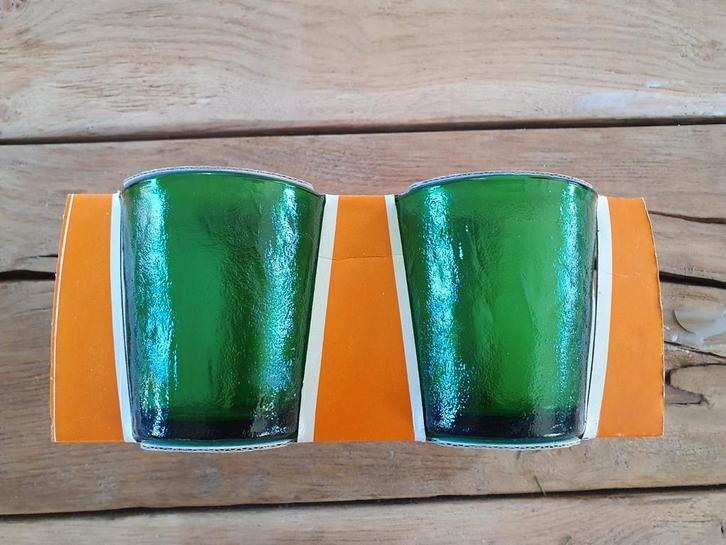 4 groene Arcoroc glazen nieuw in verpakking jaren 60/70, Verzamelen, Retro, Huis en Inrichting, Ophalen of Verzenden