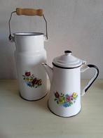 Emaille koffie kan en melkbusje, Antiek en Kunst, Antiek | Emaille, Ophalen of Verzenden