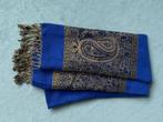 Mooie SJAAL Kobaltblauw 70 x 190 cm met gouddraad blauw, Ophalen of Verzenden, Gedragen, Maat 42/44 (L), Sjaal