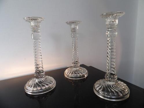 Art Deco Set Kandelaars, Scailmont/Durover, Antiek en Kunst, Antiek | Kandelaars, Glas, Ophalen of Verzenden