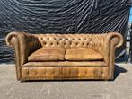 Antiek Chesterfield bank cognac GRATIS BEZORGD, Ophalen of Verzenden, Gebruikt, Rechthoekig, 125 cm of meer