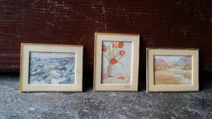 Lundby schilderijtjes vintage origineel 3 stuks, Verzamelen, Poppenhuizen en Toebehoren, Gebruikt, Poppenhuis, Ophalen of Verzenden