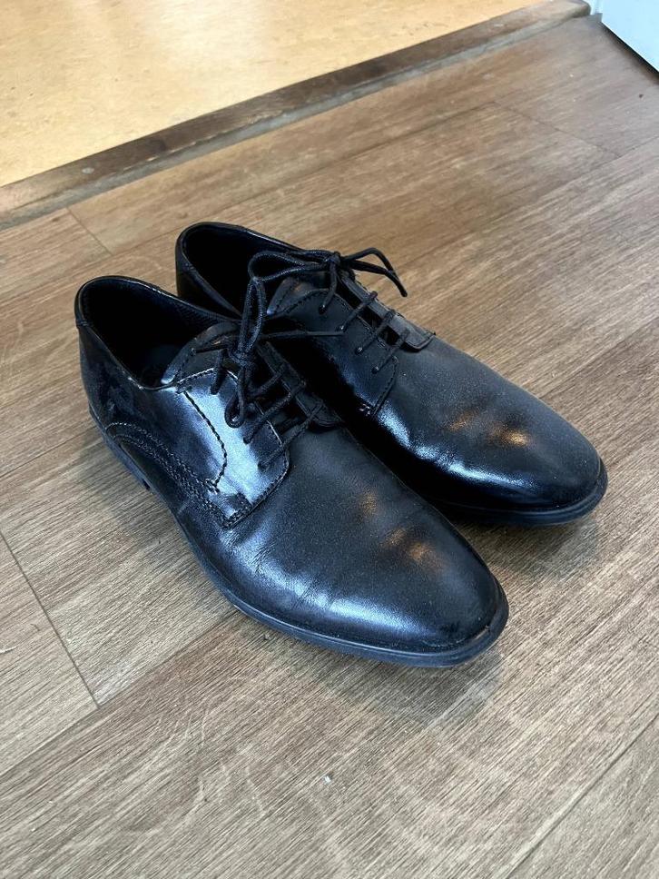 ECCO Melbourne zwarte leren herenschoen – maat EU 41, Kleding | Heren, Schoenen, Zo goed als nieuw, Veterschoenen, Zwart, Ophalen of Verzenden