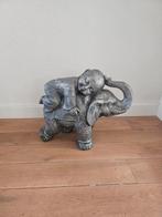 Boeddha op olifant beeld - tuin decoratie, Ophalen of Verzenden, Gebruikt, Beton, Boeddhabeeld