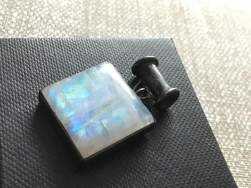 Zilveren 925 geoxideerd hanger edelsteen Regenboog Maansteen, Sieraden, Tassen en Uiterlijk, Kettinghangers, Nieuw, Zilver, Met edelsteen