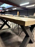 OPRUIMING Teakhouten tafel met stalen x poot 5 cm dik, Hobby en Vrije tijd, Overige Hobby en Vrije tijd, Nieuw, Ophalen