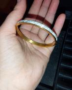 Gouden slaven armband met strass, Ophalen of Verzenden, Zo goed als nieuw, Goud, Met strass