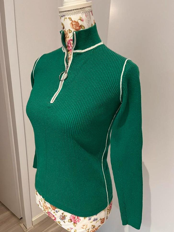 Maje Trui Maat S - Designer Kleding, Kleding | Dames, Truien en Vesten, Zo goed als nieuw, Maat 36 (S), Groen, Ophalen of Verzenden