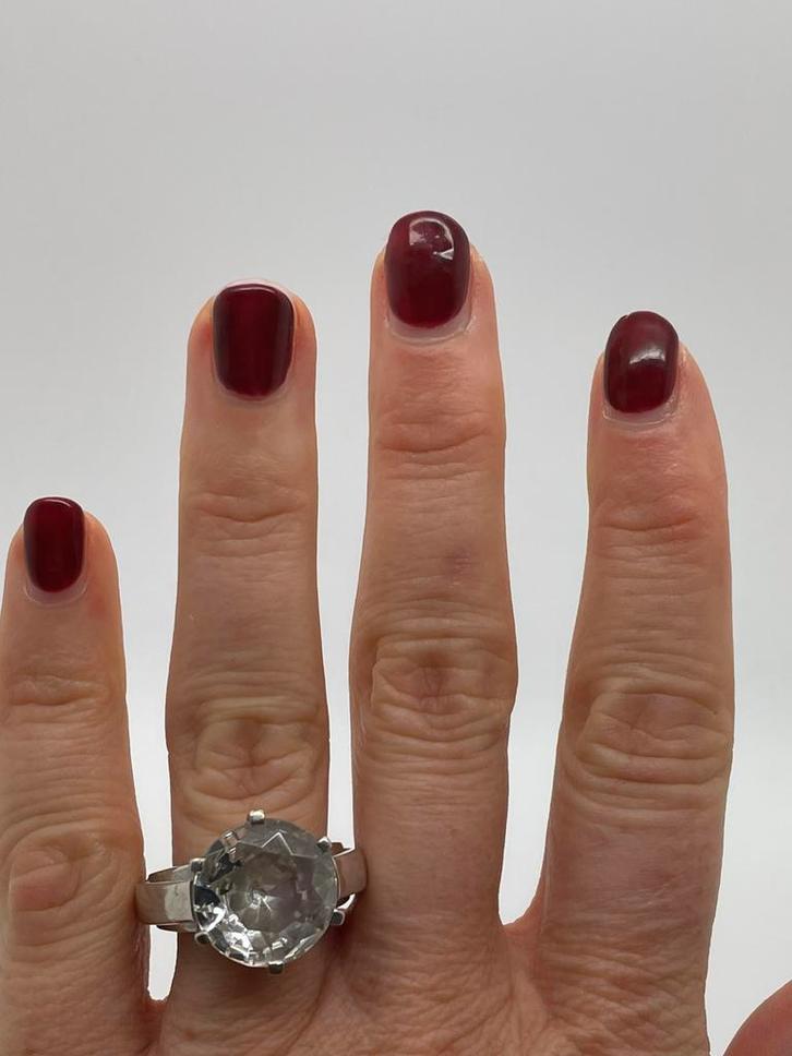 Z773 Prachtige zilveren ring heldere steen maat 19, Sieraden, Tassen en Uiterlijk, Ringen, Dame, 19 tot 20, Zilver, Zilver, Ophalen of Verzenden
