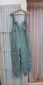 Mango khaki 100% linnen jumpsuit salopette tuinbroek S M, Kleding | Dames, Mango, Ophalen of Verzenden, Zo goed als nieuw, Maat 36 (S)