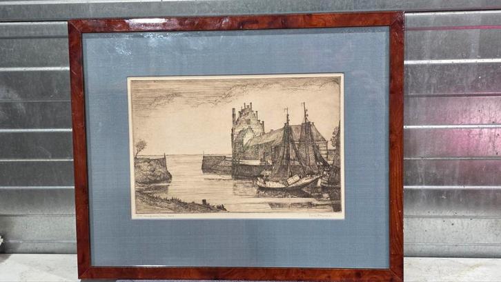 Louis Heymans - Kampveerse Toren Veere Ets, Antiek en Kunst, Kunst | Etsen en Gravures, Ophalen of Verzenden