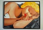 Olieverf schilderij - slapende vrouw - met lijst, Ophalen