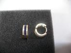 Een paar 14K Goud Vergulde Oorbellen met Blauw + Wit Zirkona, Verzenden, Goud, Oorbellen, Verguld