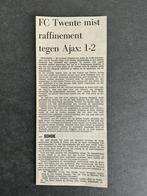Voetbal krantenartikel FC Twente Ajax oktober 1976, Verzamelen, Ophalen of Verzenden, Knipsel(s)