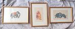 3 schilderingen Olifanten o.a. Ganesha, Antiek en Kunst, Ophalen of Verzenden