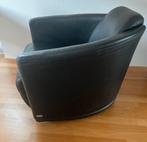 2x zwarte design Enzo Luca Fauteuils met voetbank, Huis en Inrichting, Ophalen, Zo goed als nieuw, 50 tot 75 cm, Leer